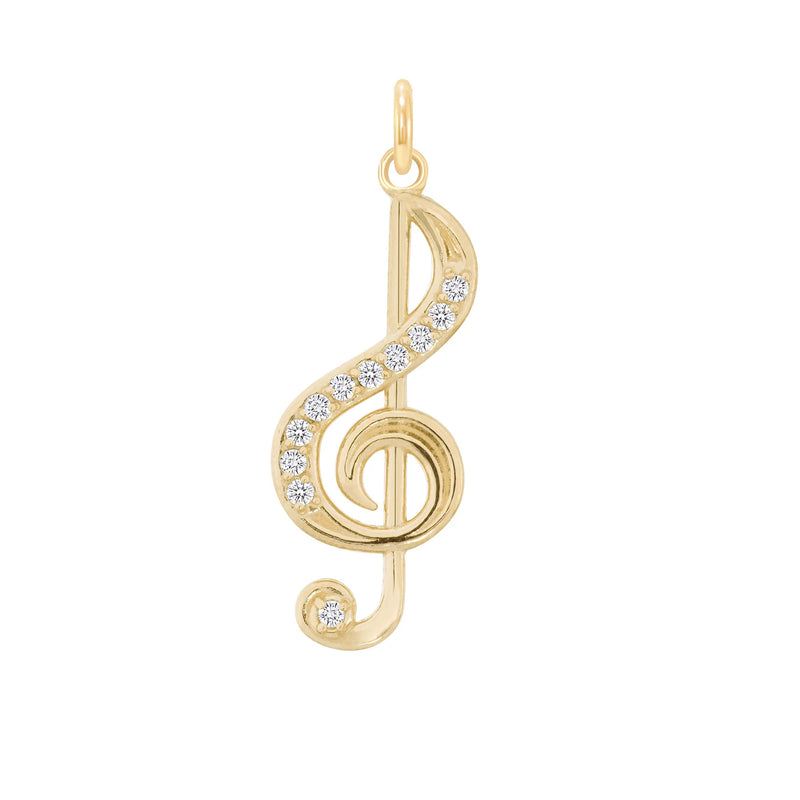 Dainty Musical Note Pendant Necklace with Diamond in Solid Gold