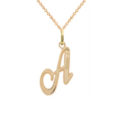 Cursive Initial Pendant Necklace in Solid Gold | Takar Jewelry
