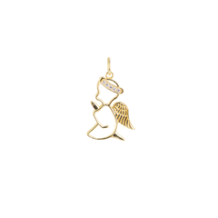 Diamond Praying Angel Outline Pendant/Necklace in Solid Gold