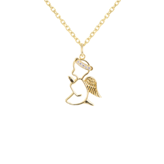 Diamond Praying Angel Outline Pendant/Necklace in Solid Gold