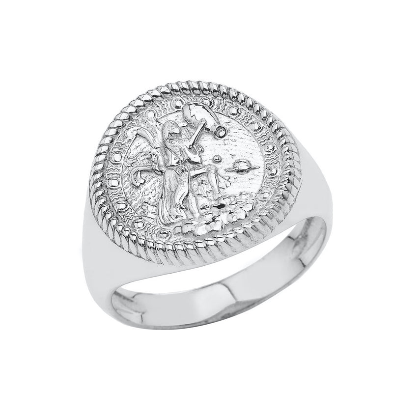 Aquarius Astrological Zodiac Unisex Statement Ring In Sterling Silver