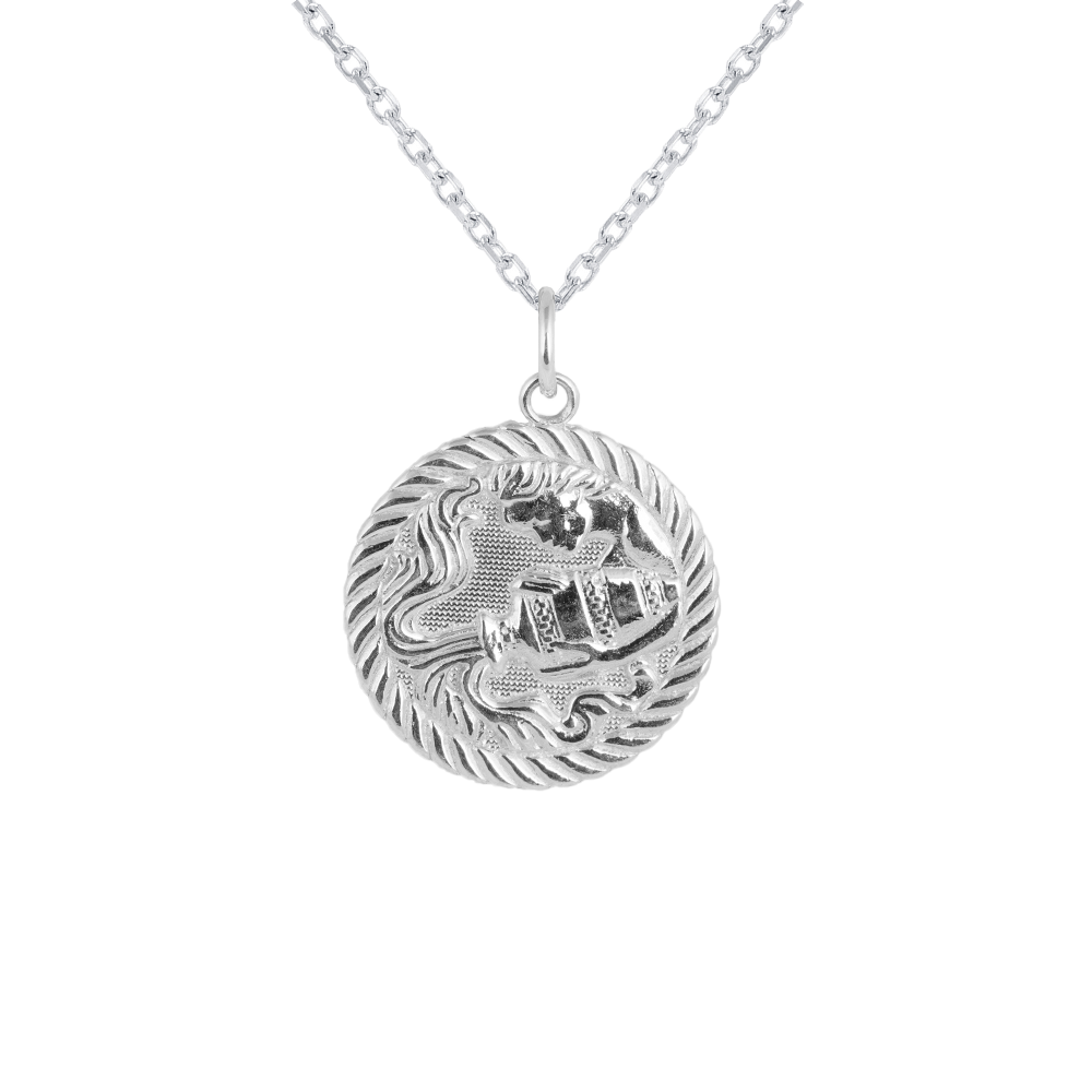 Silver Aquarius Zodiac Sign Necklace - JewelleryNet