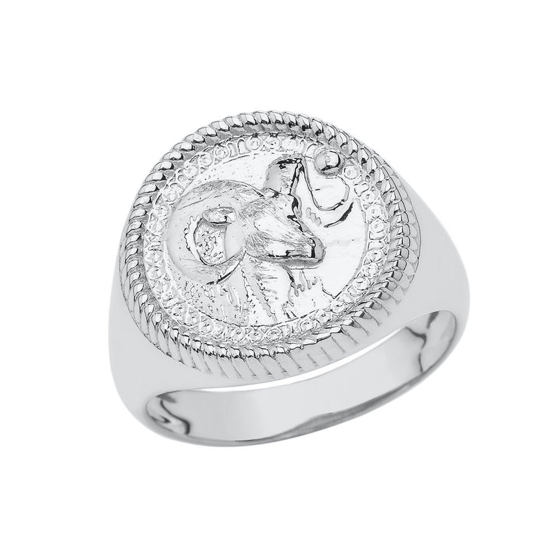 Aries Astrological Zodiac Unisex Statement Ring In Sterling Silver