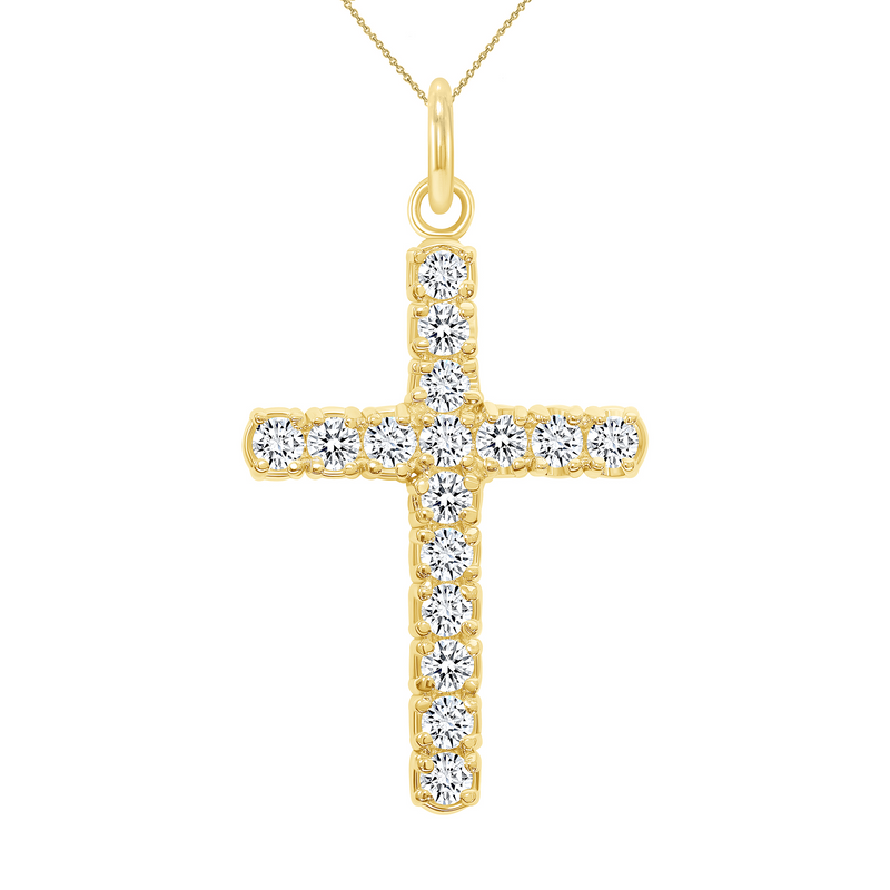 14k gold diamond cross pendant