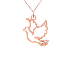 Outline Dove Pendant Necklace in Solid Gold