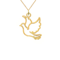 Outline Dove Pendant Necklace in Solid Gold