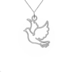 Dove Outline Pendant Necklace in Sterling Silver