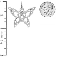 Butterfly with Trinity-Style Design Pendant Necklace in Sterling Silver