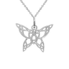 Butterfly with Trinity-Style Design Pendant Necklace in Sterling Silver