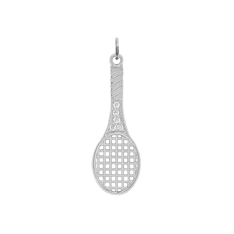 Diamond Studded Tennis Racket Pendant Necklace