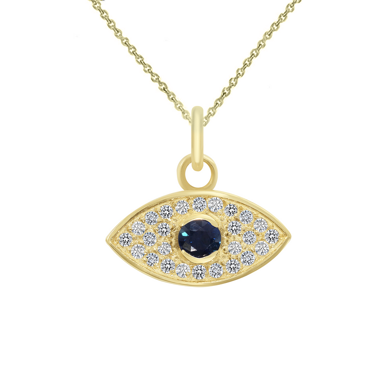 Diamond and Genuine Sapphire Evil Eye Pendant
