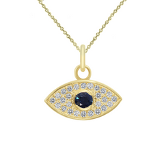 Diamond and Genuine Sapphire Evil Eye Pendant