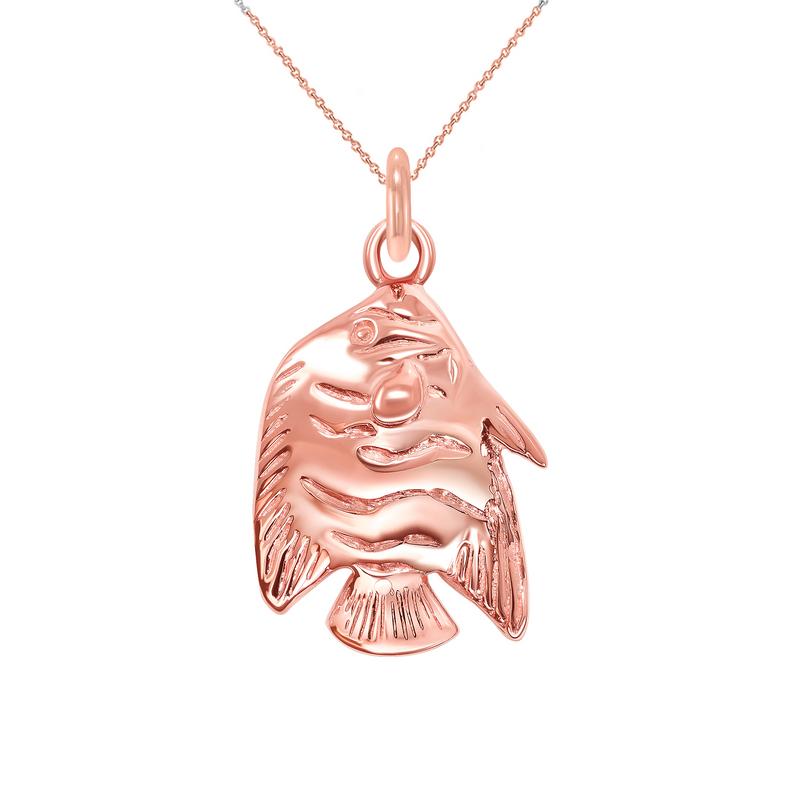 Dainty Fish Pendant/Necklace In Solid Gold