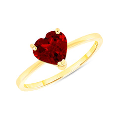 Heart Shaped Birthstone Solitaire Ring in Solid Gold