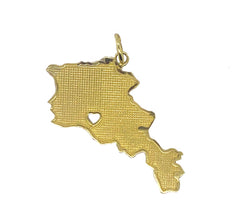 Armenia Map with Heart in 14k Yellow Gold