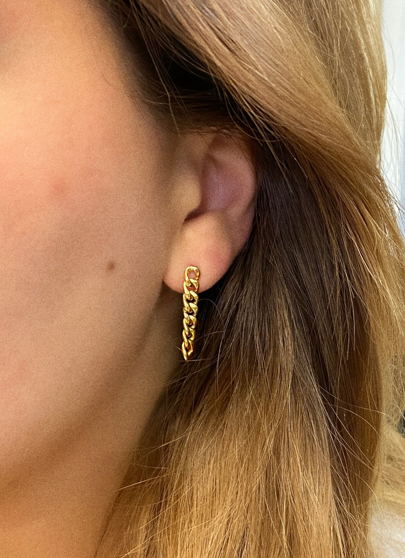 Cuban Link Drop Earrings in Solid Gold