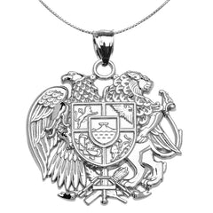 Armenian National Coat of Arms Pendant Necklace in Sterling Silver (LG/SM)