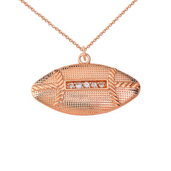 Diamond American Football Pendant Necklace in Solid Gold
