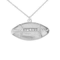 Cubic Zirconia American Football Pendant Necklace in Sterling Silver