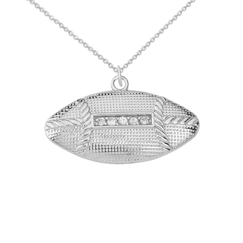 Diamond American Football Pendant Necklace in Sterling Silver