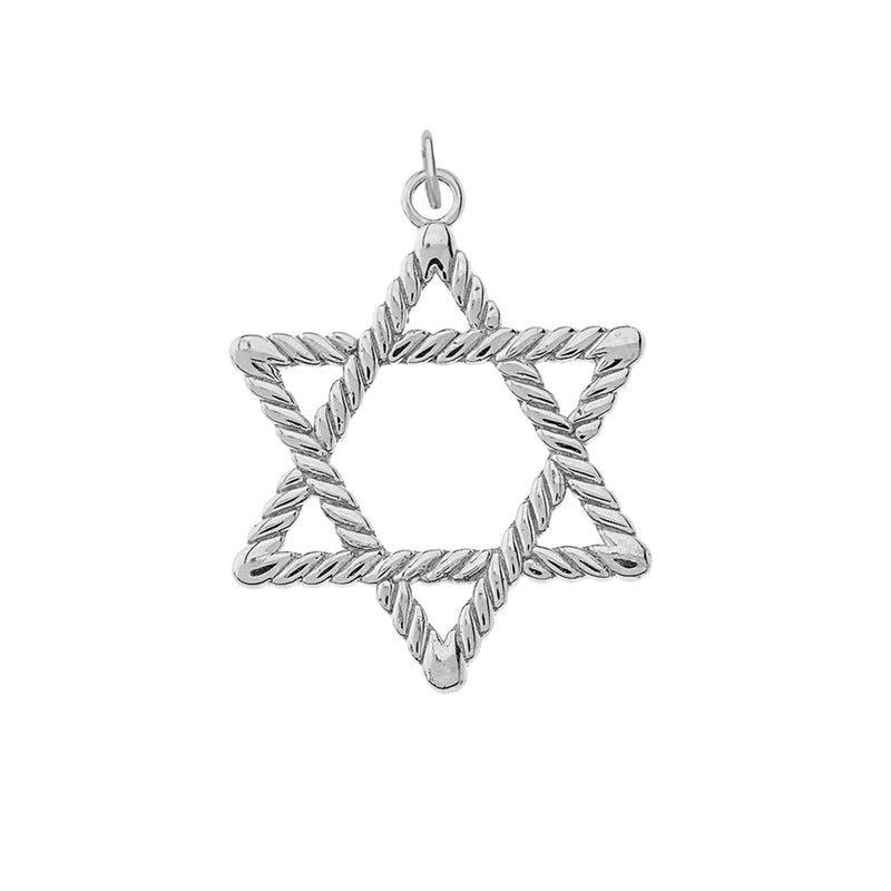 Rope-Style Star of David Pendant Necklace in Sterling Silver