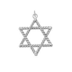 Rope-Style Star of David Pendant Necklace in Sterling Silver