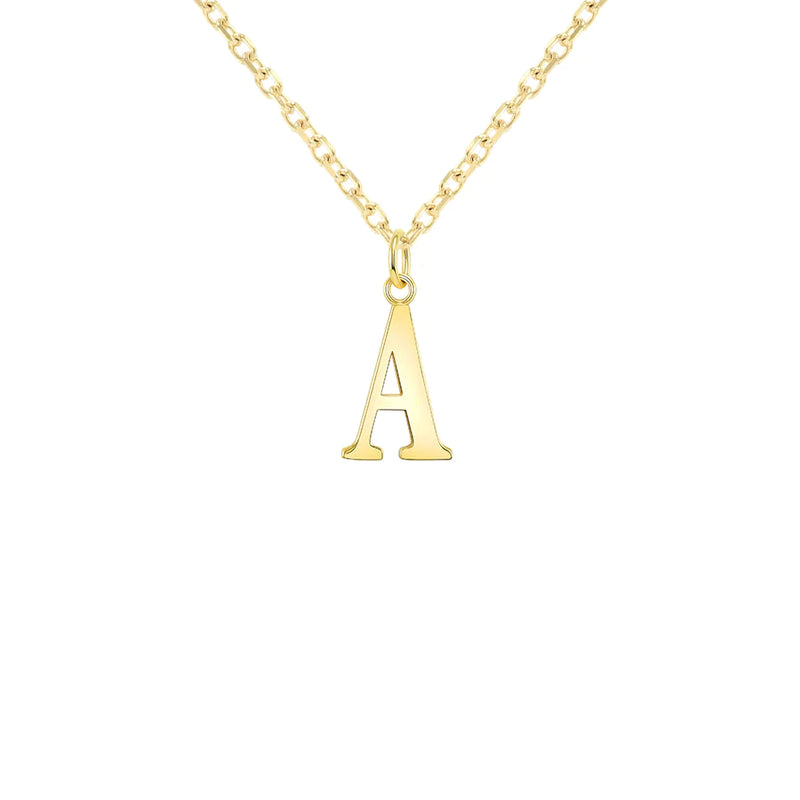 Initial Pendant Necklace in Solid Gold