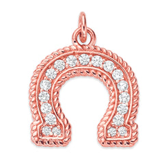 Solid Gold Diamond Horseshoe Statement Pendant Necklace