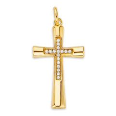 Solid Gold Diamond Cross Pendant Necklace