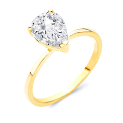 Pear Shape Solitaire Engagement Proposal Ring in Solid Gold