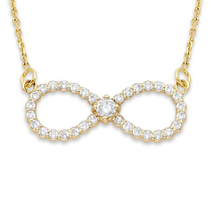 14k Solid Gold Diamond Infinity Necklace
