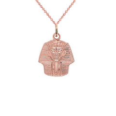 Solid Gold King Tut Pharaoh Pendant Necklace