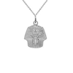 Solid King Tut Pharaoh Pendant Necklace in Sterling Silver