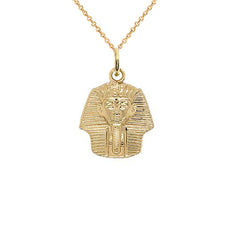 Solid Gold King Tut Pharaoh Pendant Necklace