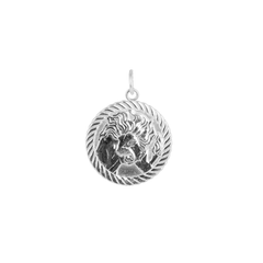 Reversible Leo Zodiac Sign Charm Coin Pendant Necklace in Sterling Silver