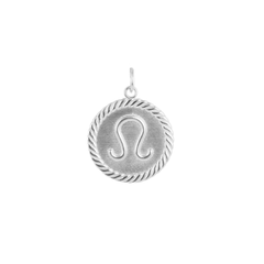 Reversible Leo Zodiac Sign Charm Coin Pendant Necklace in Sterling Silver