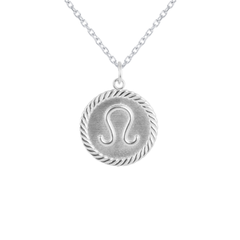 Reversible Leo Zodiac Sign Charm Coin Pendant Necklace in Solid Gold