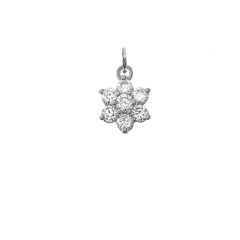 Diamond Flower Cluster Pendant Necklace in Sterling Silver