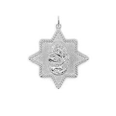 Virgin Mary and Jesus Star Pendant Necklace in Sterling Silver