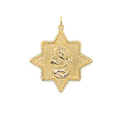 Virgin Mary and Jesus Star Pendant Necklace in Gold
