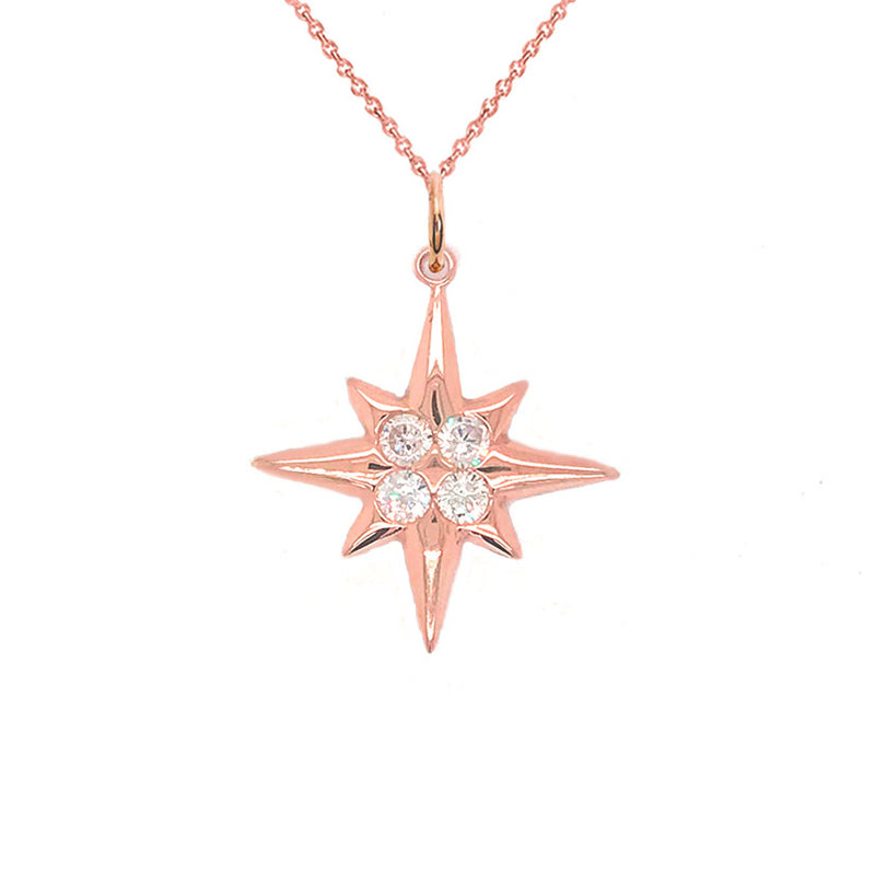 North Star CZ Charm Pendant Necklace in Gold