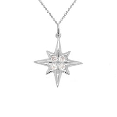 North Star CZ Charm Pendant Necklace in Sterling Silver