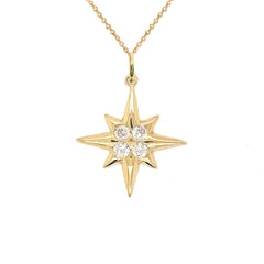 North Star CZ Charm Pendant Necklace in Gold