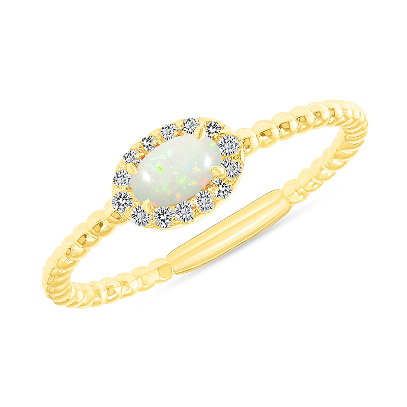Dainty Dainty Diamond and Genuine Birthstone Rope Stackable Ring in Solid Gold ( Available in all 12 birthstones)