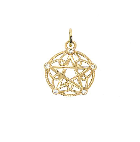 pentagram rope pendant diamond necklace