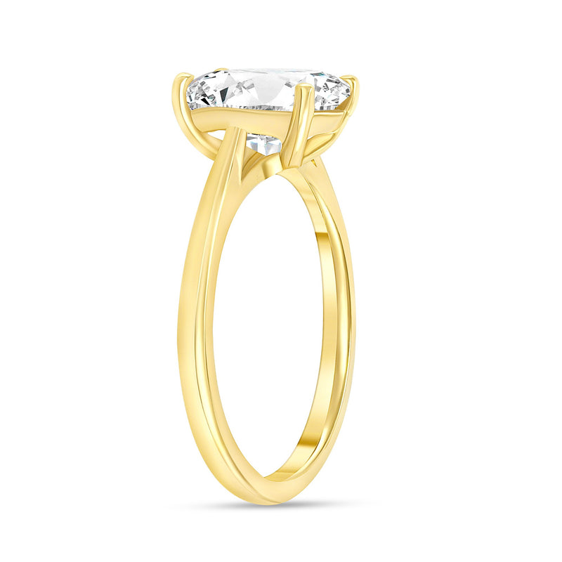 Oval Solitaire Cathedral Set Engagement Ring in Solid Gold (Small to Large)