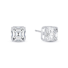 Solitaire Asscher-Cut CZ Stud Earrings in Sterling Silver (Large Size)
