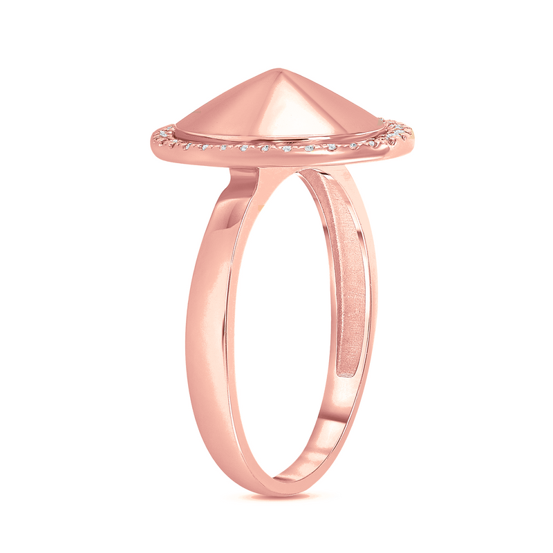 Diamond Oval Dome Statement Ring in Solid Gold