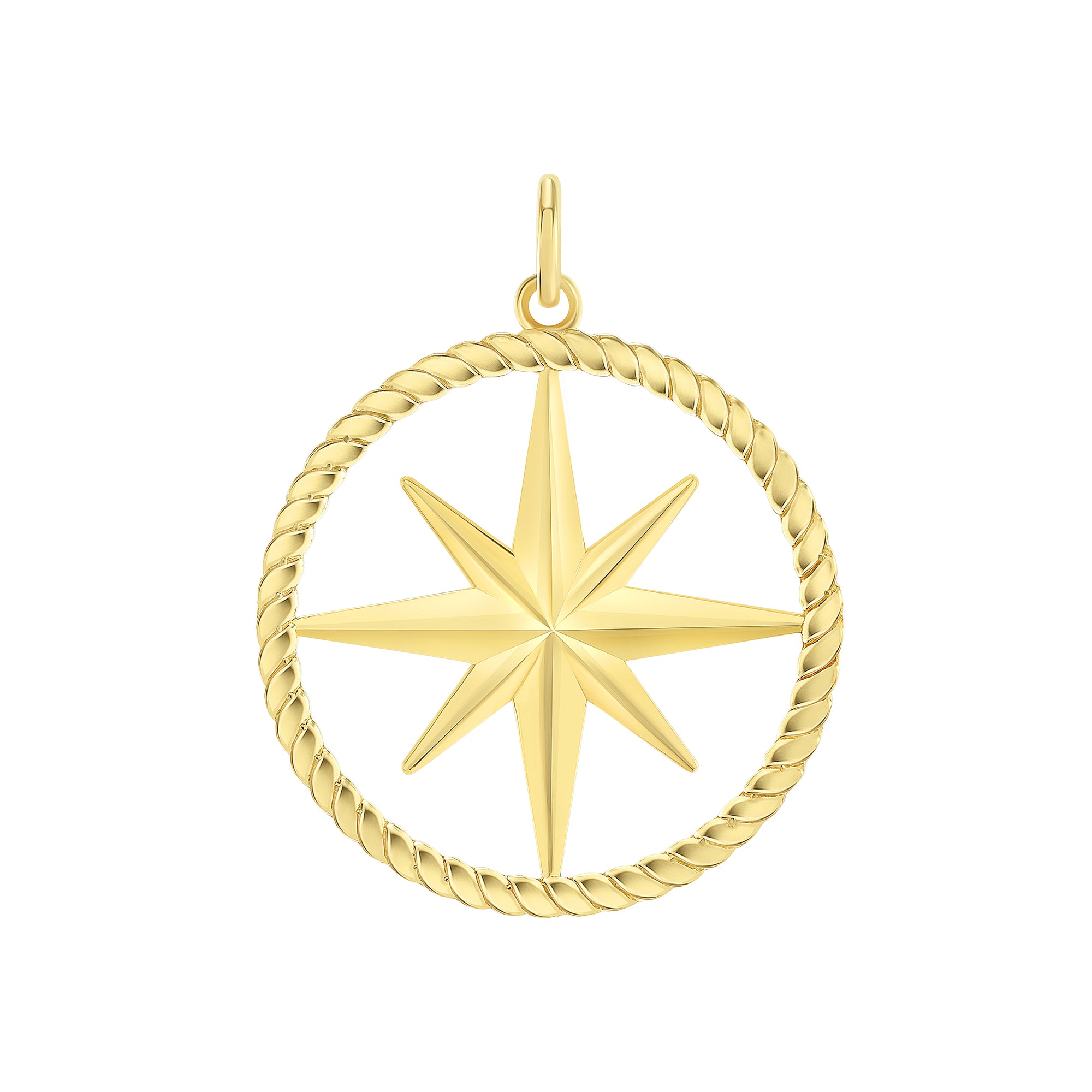14K Real Solid Gold North Star Necklace for Women