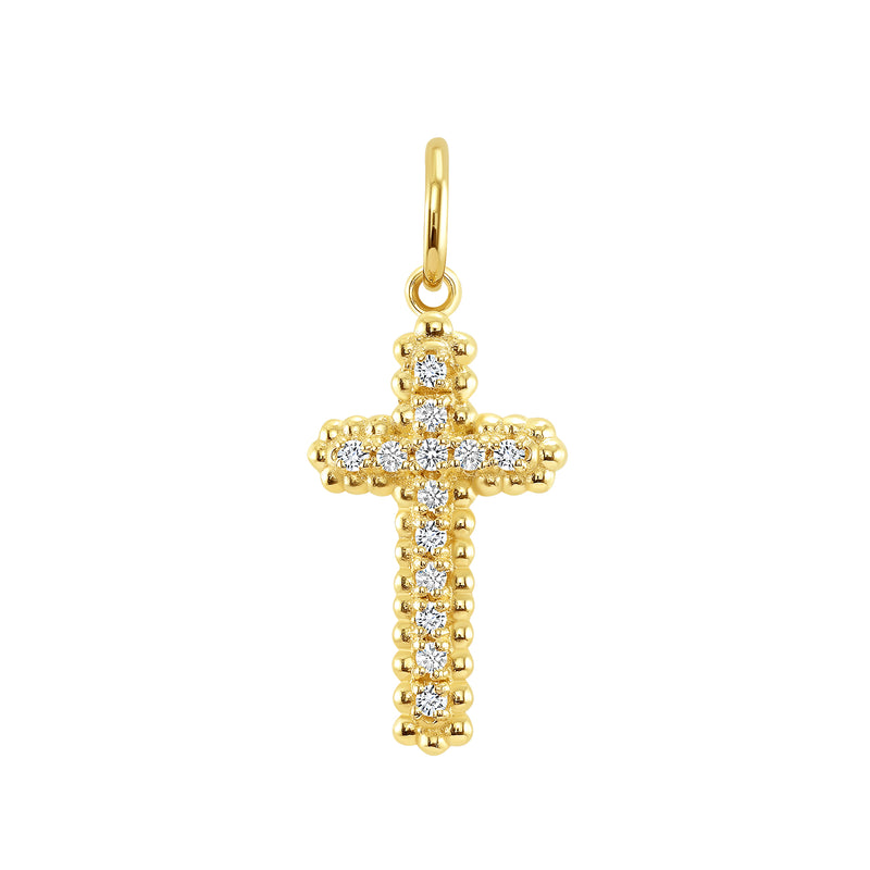Large Diamond Cross Pendant/Necklace in Solid Gold